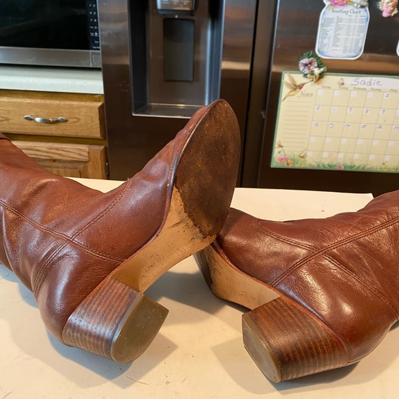 Coach Fayth Brown Leather Slip On Heel Boots - Picture 9 of 10